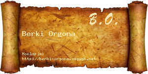 Berki Orgona névjegykártya